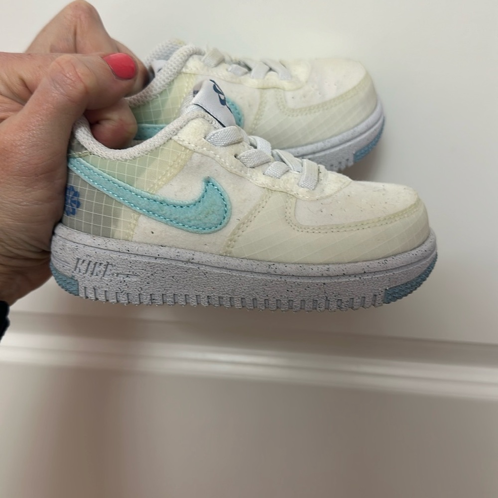 Nike Air Force 1 Crater Shoes Toddler 6C White Blue Mauve Sneakers DH4089-100